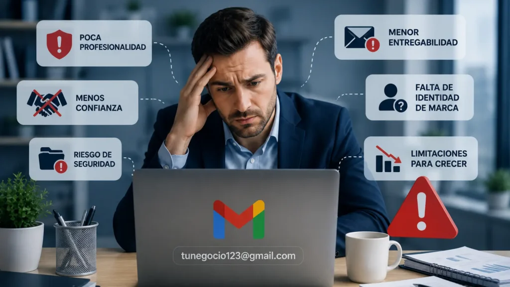 Riesgos de usar correo electrónico empresarial gratuito en un negocio